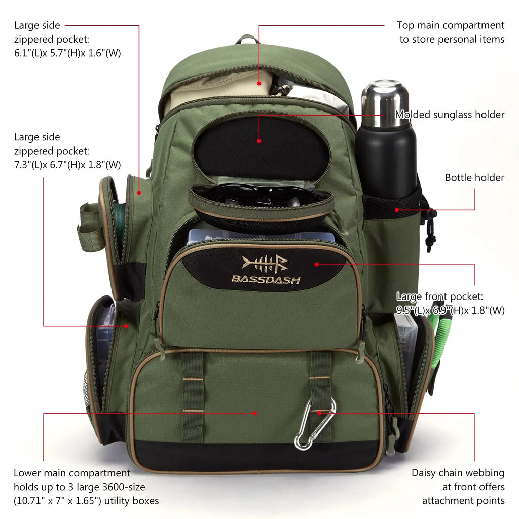 BASSDASH Fishing Bag Tackle Backpack ShopHub