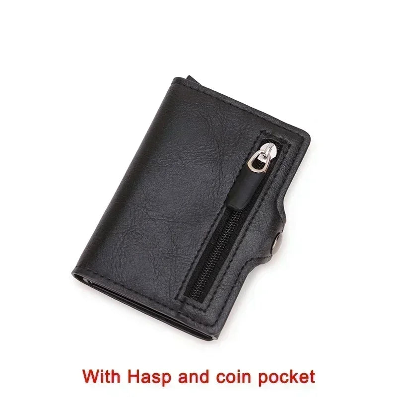 Rfid Blocking Credit Card Holders Money Clip Wallet Luxury Men Vallet Leather Metal Business Bank Cardholder Case Bifold Wallet