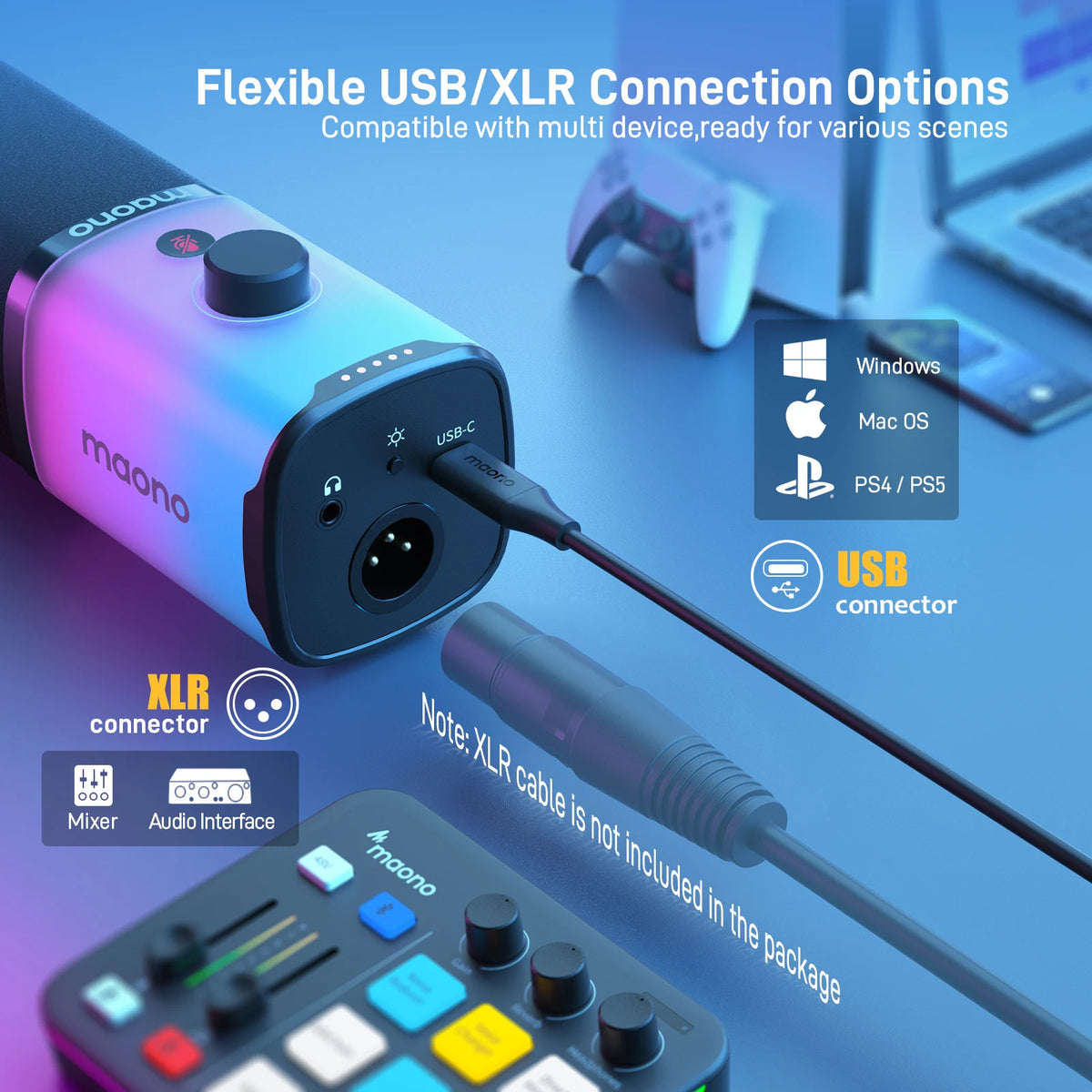 Maono PD100X RGB Gaming Microphone