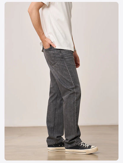 SIMWOOD 2026 Autumn Winter New Loose Straight 13oz 100% Cotton Fabric Jeans Men Washed Vintage Classical Denim Trousers