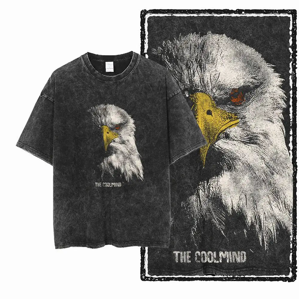 G25 Exclusive Cool Vintage Cotton Men's COOLMIND Graphic T-shirt | Acid Washed Streetwear Big Size O-neck Men's Tee Tshirt