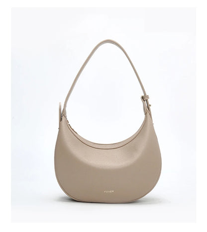 FOXER Women's Shoulder Bag PU Leather New Lady Crescent Underarm Bag Fashion Minimalist Crossbody Bag for Daily Casual Outfit