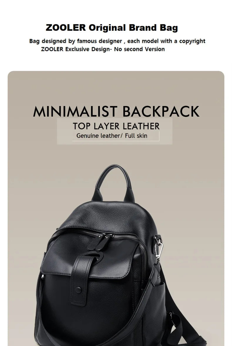 HOT ZOOLER Full Skin 100% Genuine Leather Backpack Women's Bag Classic 2026 New Large Backpack Designer Business Need #SC1700