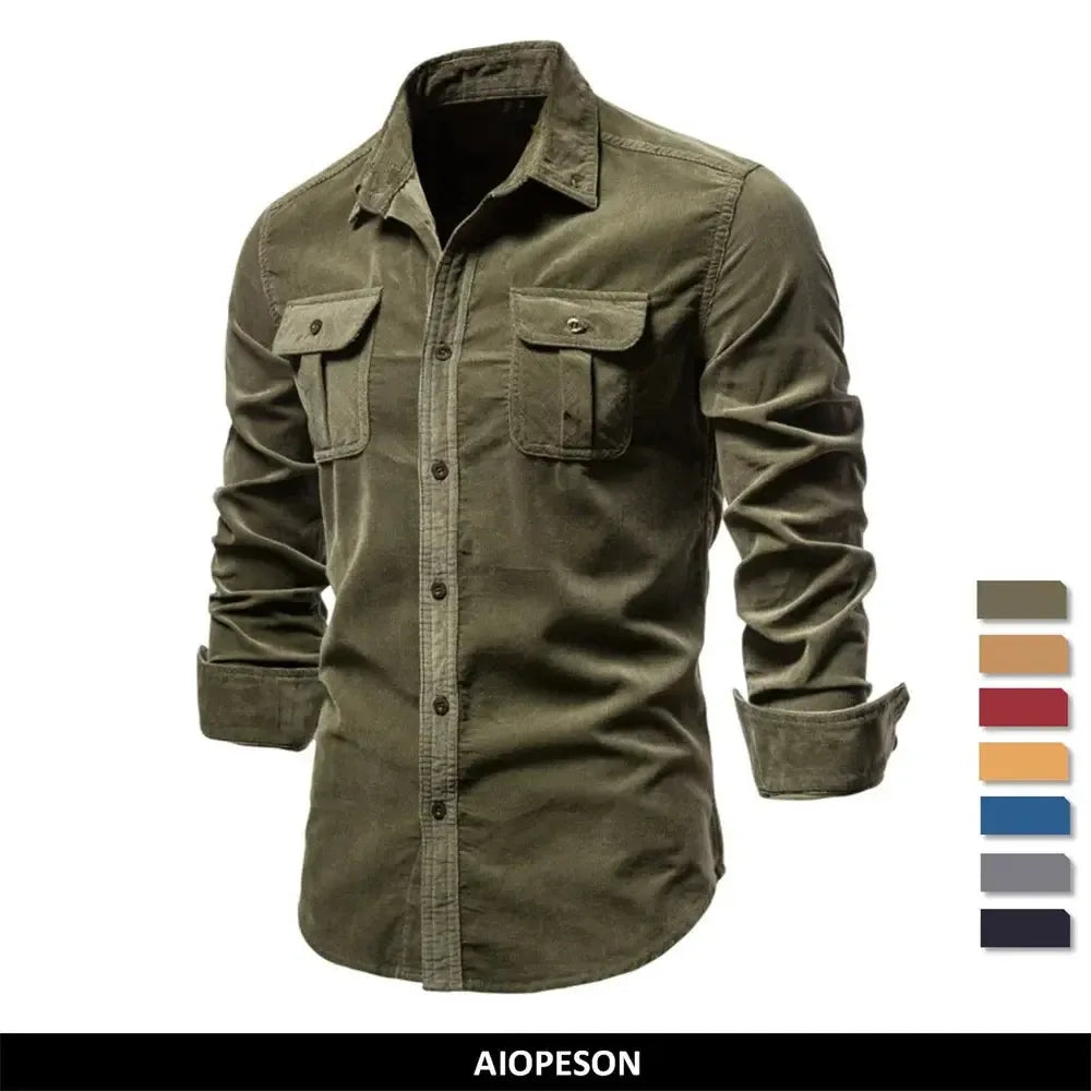 AIOPESON 100% Cotton Corduroy Shirts - ShopHub