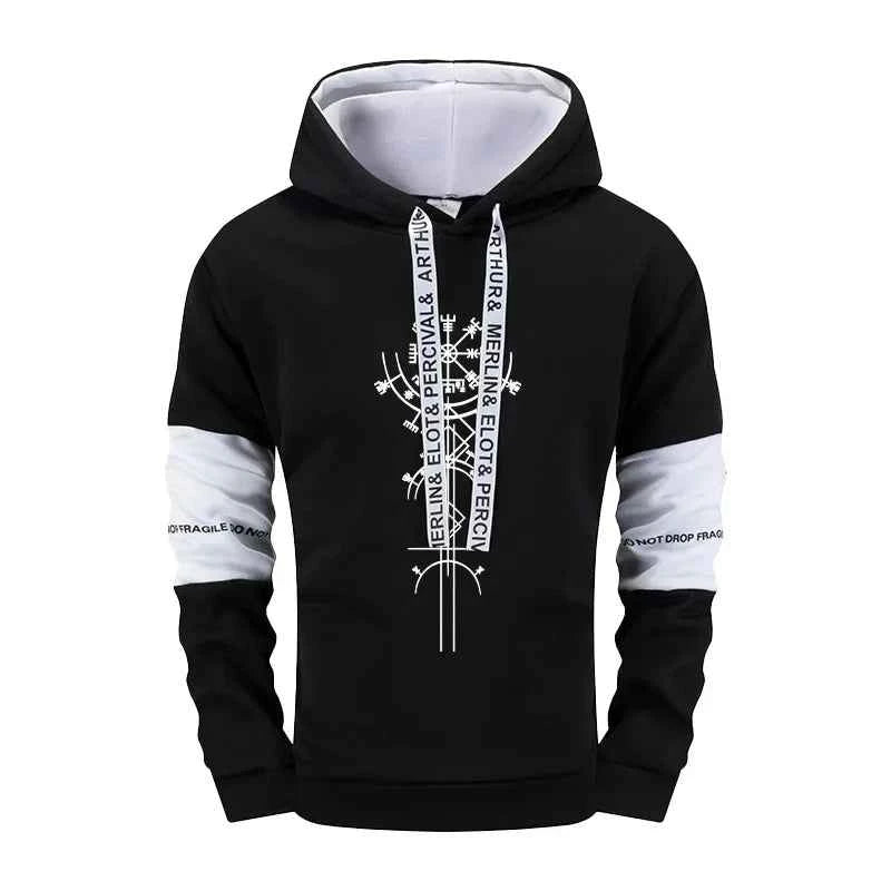 Mens Tracksuit Set Warm Hooded Sweatshirt and Sweatpants 2 Pcs Winter High Quality Casual Jogging Clothing in Black or White