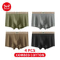 MiiOW 4Pcs Cotton Men's Underwear Soft Antibacterial U-shaped Crotch Breathable Boxer Briefs