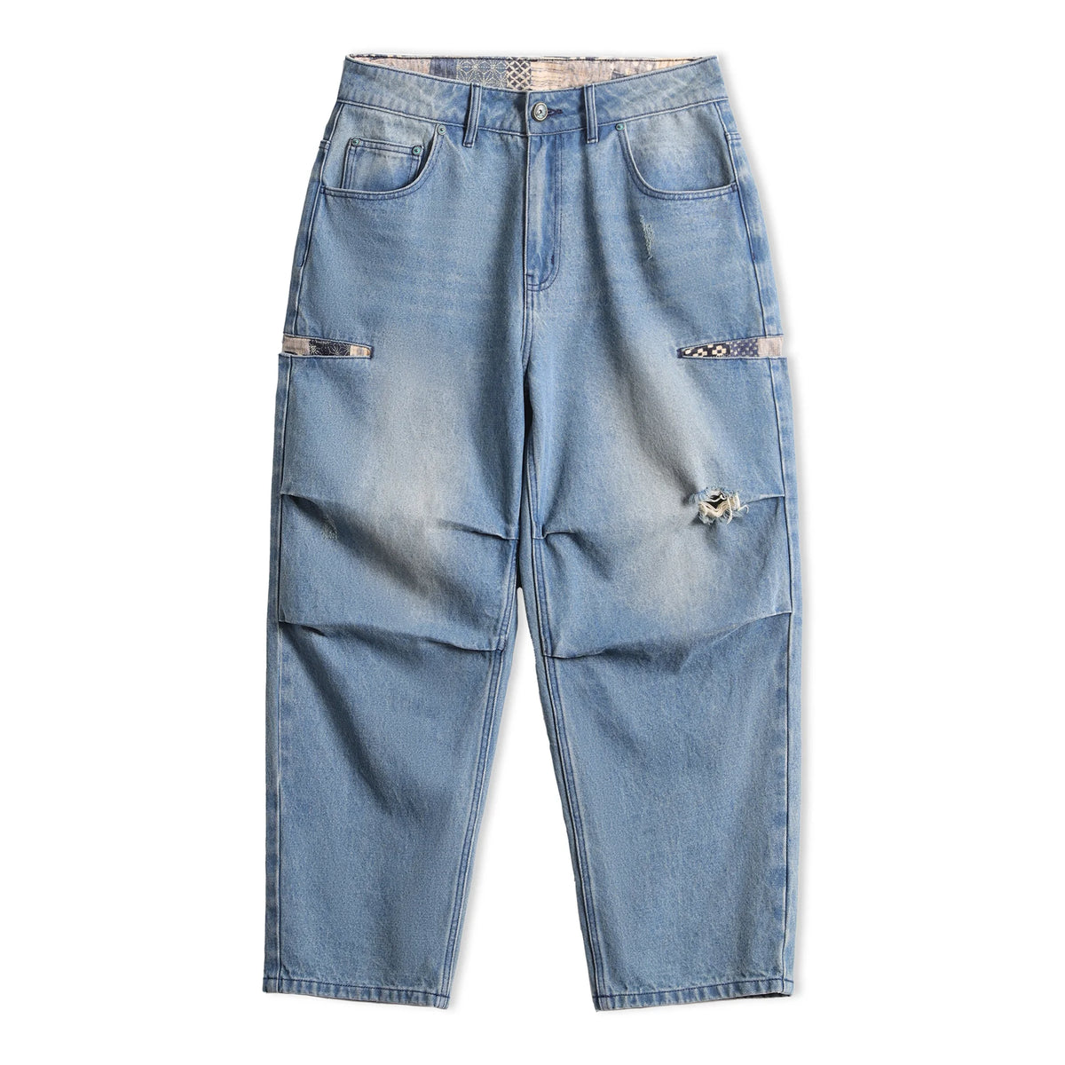 Maden Men‘s Vintage Boro Patchwork Parachute Jeans