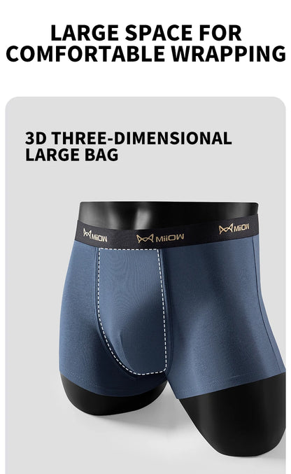MiiOW 6Pcs Men's Cotton Underwear - Soft Antibacterial Breathable Boxer Briefs with Cotton Crotch