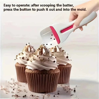 Non-Stick Cake Spoon with Push-Pull Mechanism, Easy Clean for Brownies Tarts Cookies, Home Professional Baking