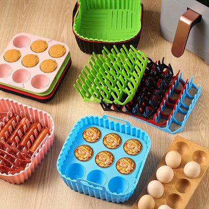 Premium Silicone Air Fryer Set - 9-Hole Cake Mold