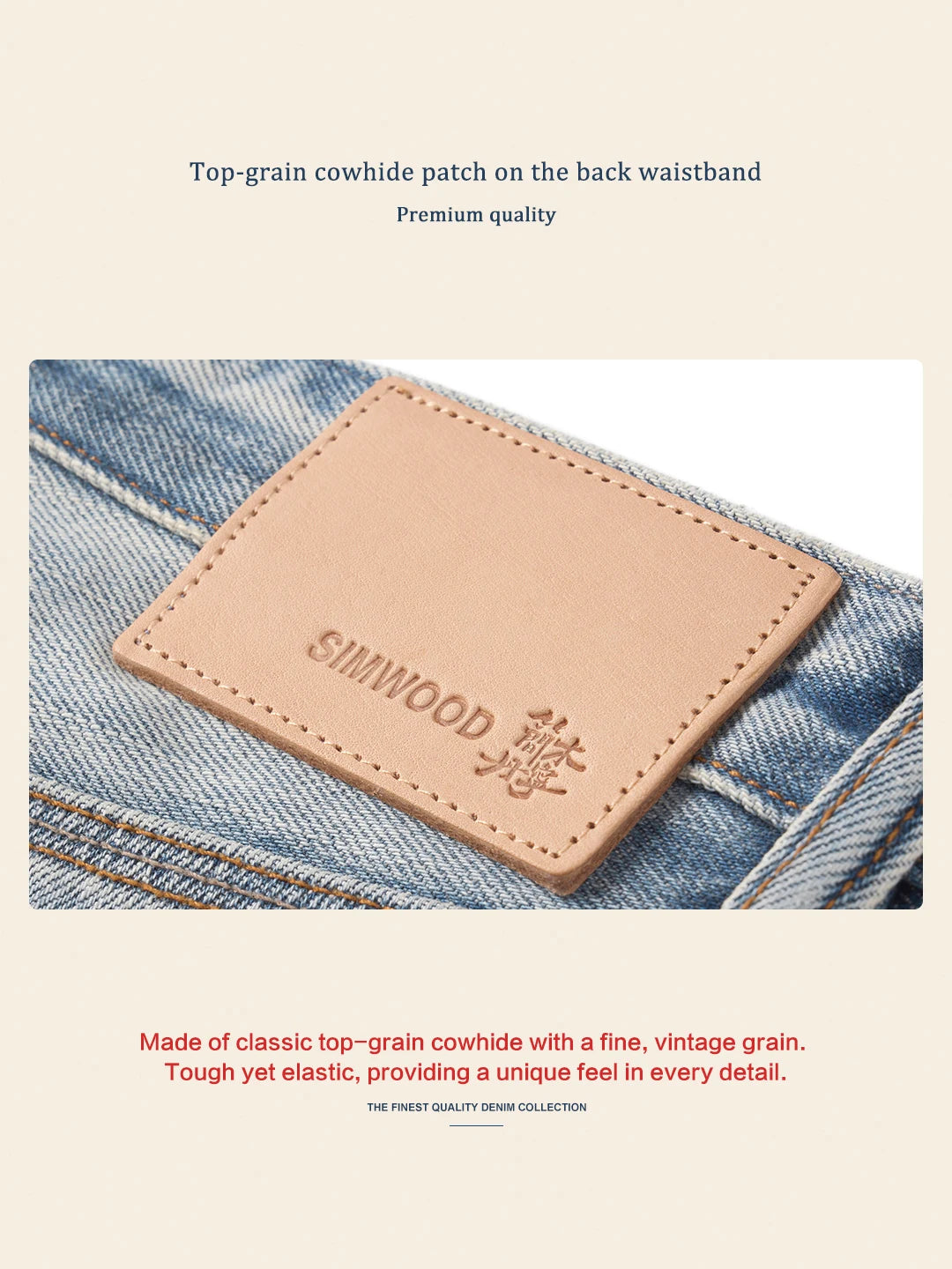 SIMWOOD High Standard 2026 Autumn New Loose Straight 14.3oz Selvedge Denim Jeans Men's Retro Washed Ripped Pants Vintage Trouser