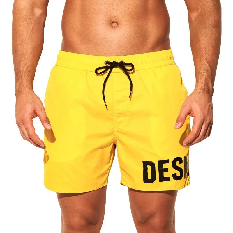 DESMIIT S88 Letter-Print Swim Shorts with Drawstring