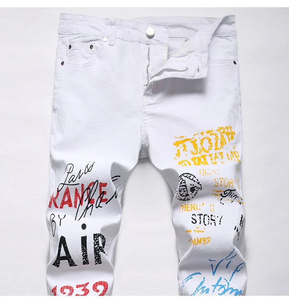 Men's Stylish Jeans Featuring Unique Letter Prints and patterns - ShopHub