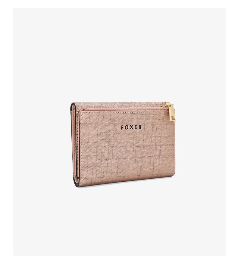 FOXER Women's Short Wallet – Premium Split Leather Design