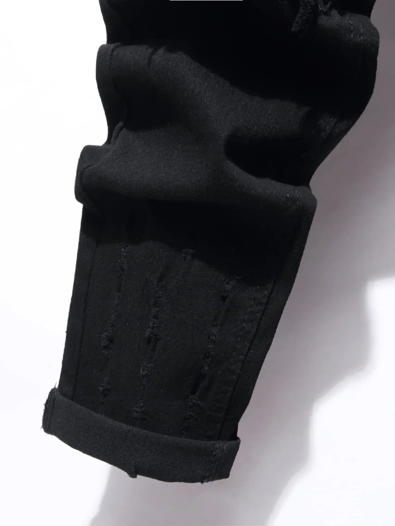Men's Streetwear Retro Black Elastic Slim Fit Ripped Jeans - ShopHub