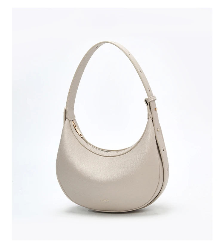 FOXER Women's Shoulder Bag PU Leather New Lady Crescent Underarm Bag Fashion Minimalist Crossbody Bag for Daily Casual Outfit