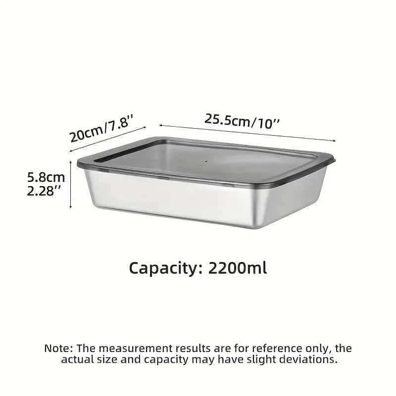 1-6Pcs Stainless Steel Food Containers with Black Lids, Kitchens Accessories, Holds Knifes, Stackable Kitchen Meal Prep Storage