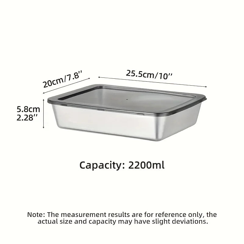 4Pcs Stainless Steel Food Containers with Black Lids, Kitchens Accessories, Holds Knives, Stackable Kitchen Storage