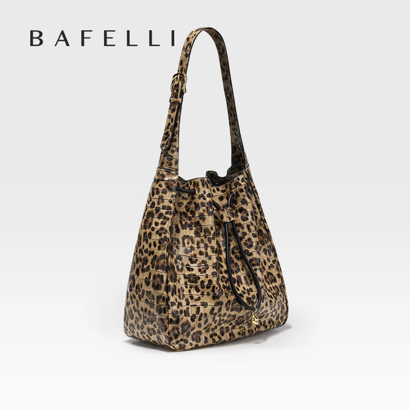 BAFELLI Leopard-Print Cow Leather Hobo Bag