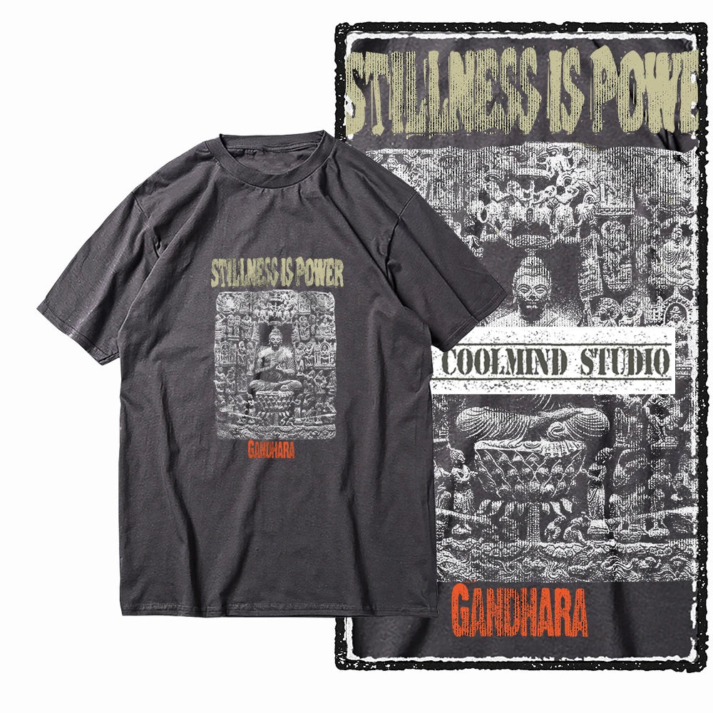 COOLMIND X0080 Serenity Buddha Graphic Cotton Tee