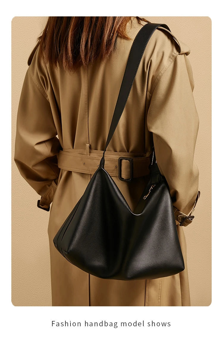 FOXER Large Soft Split Leather Shoulder Bag