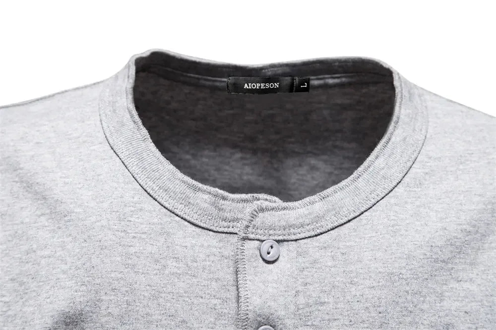 AIOPESON 100% Cotton Henley Collar T-Shirts - ShopHub