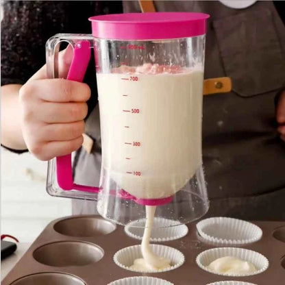 Foldable Batter Dispenser - Pancake/Cupcake/Waffle Batter Separator with 6 Nozzles, Non-Drip Precision Pouring Tool for Baking