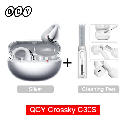QCY Crossky C30S Wireless Earphones - Hi-Res LDAC Open Ear Clip-On Bluetooth 6.0 Sports Headphones with 40H Battery Life