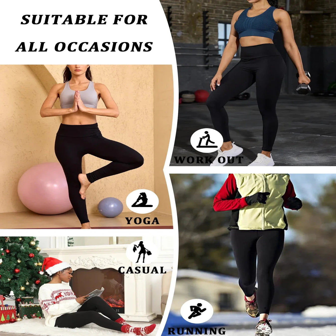 Women's Fleece-Lined Thermal Leggings – High-Waisted (5-Pack) Habicare