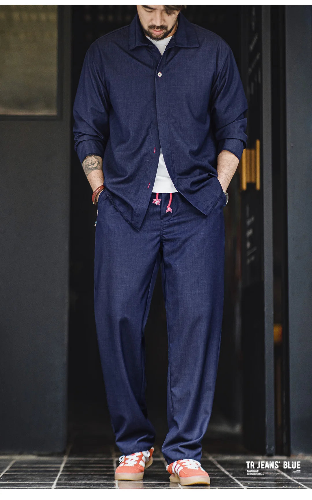 Maden Vintage Solid Colour Loose Casual Straight Pants