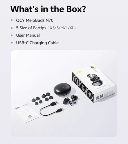 QCY HT18 Wireless Earbuds Bluetooth 6.0 with Hi-Res LDAC, Adaptive ANC, Dual-Driver Design, and In-Ear Detection - ShopHub