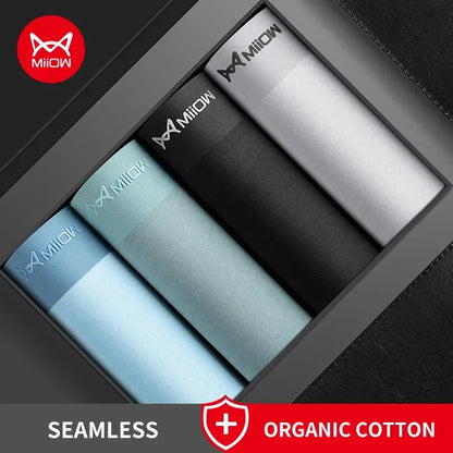 MiiOW Sexy Cotton Men Underpants - 4Pcs Graphene Antibacterial Breathable Boxer Briefs