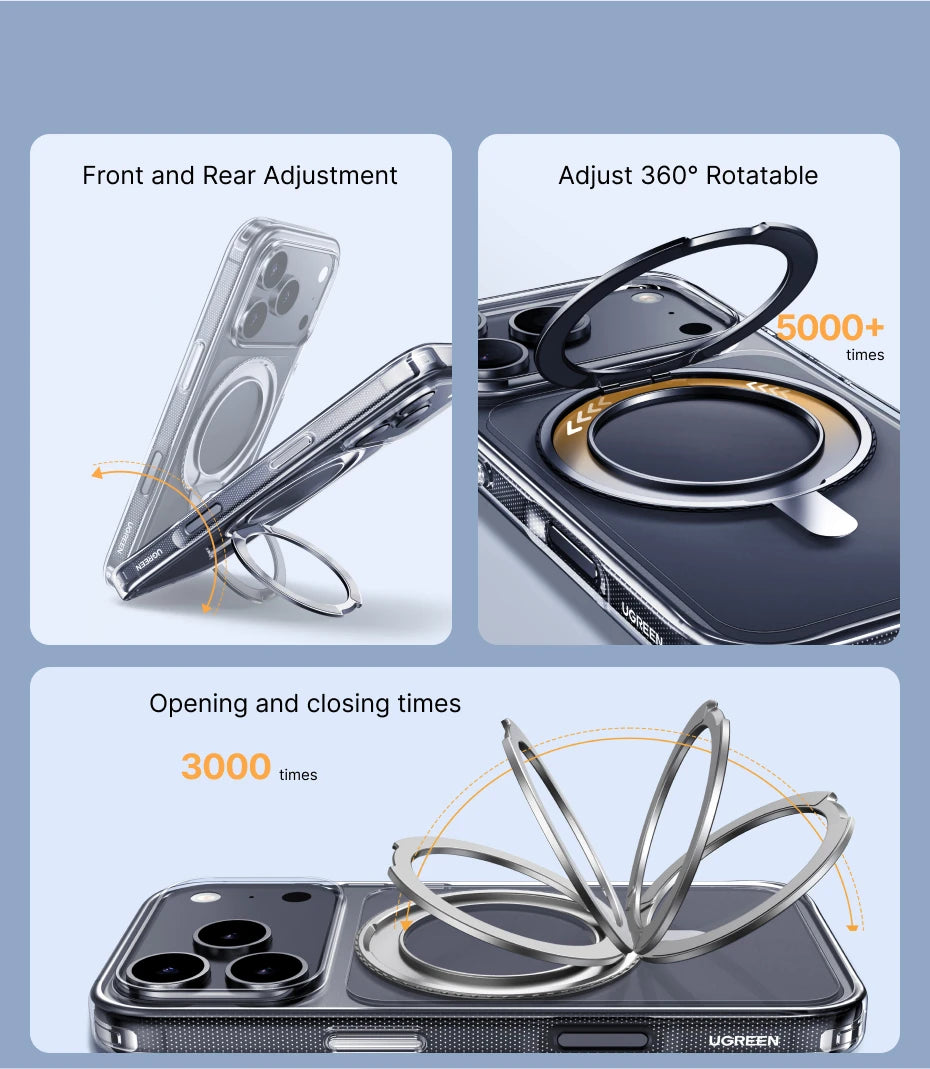 UGREEN for iPhone 17 Pro Max 360° Magnetic Stand Case Cover for iPhone 17pro for Magsafe Rotatable Magnet Kickstand Case