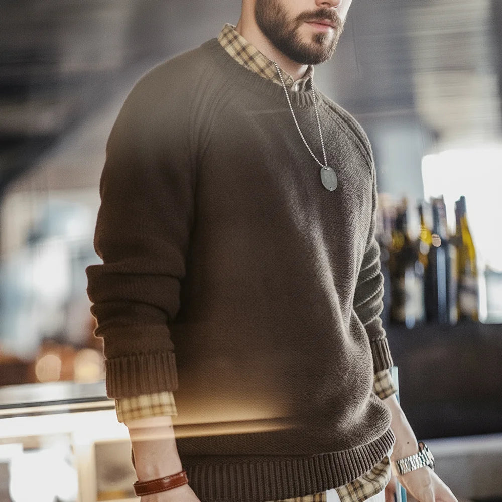MADEN Brown Heavyweight Crew-Neck Sweater