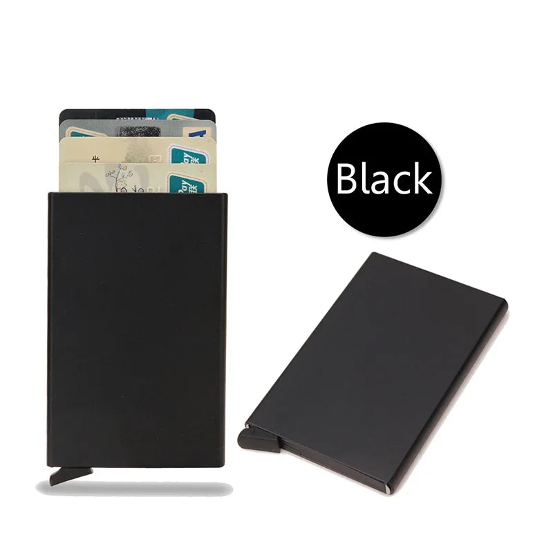 Rfid Card Holder Smart Wallet Cardholder Metal Thin Slim Men Women Wallets Pop Up Minimalist Small Black Mini Case Vallet Walets