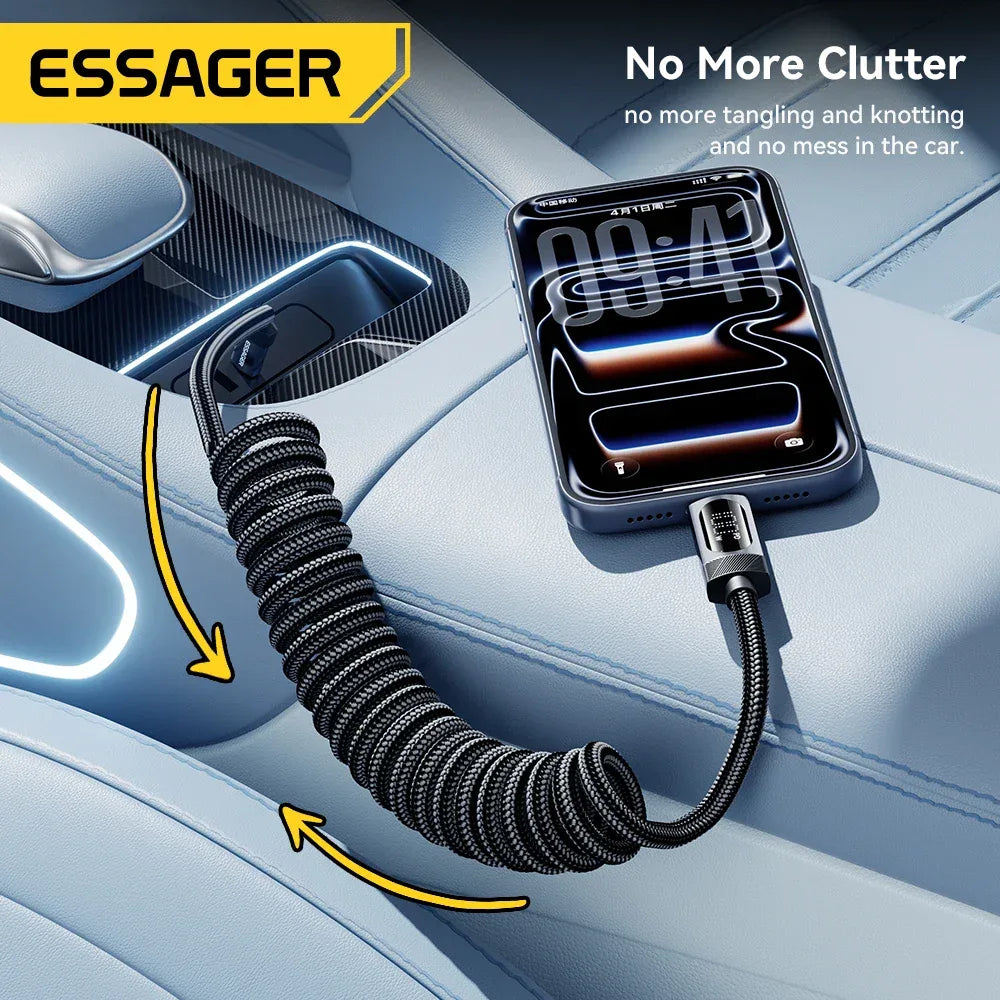 Essager 100W Car Spring Type C Cable - ShopHub