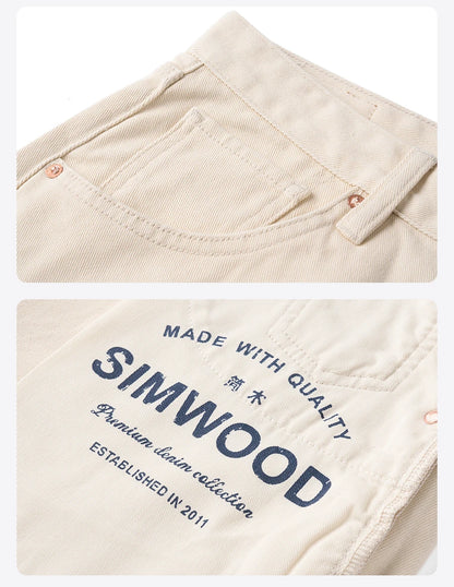 SIMWOOD 2026 Spring New Baggy Fit 11.3oz  Cotton Fabric Jeans Men Plus Size Casual Denim Chinos Pants