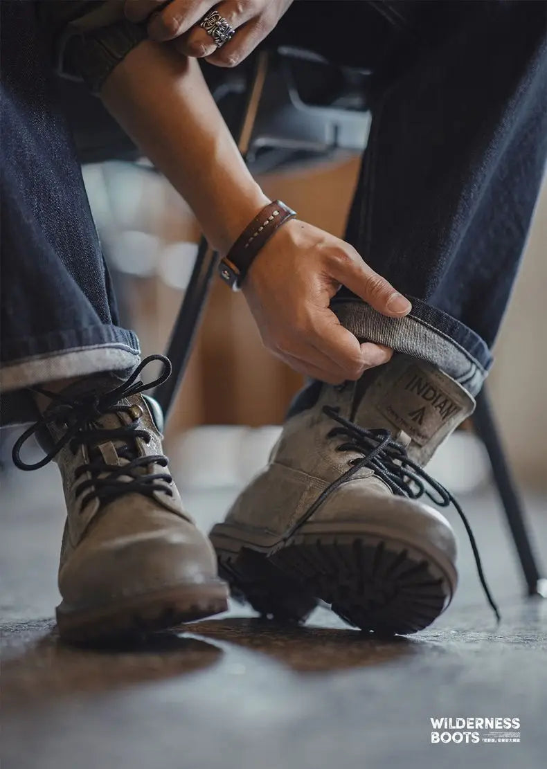 Maden Full Grain Pigskin Leather High Top Work Boots