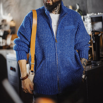 MADEN Heavyweight Mock-Neck Zip Cardigan