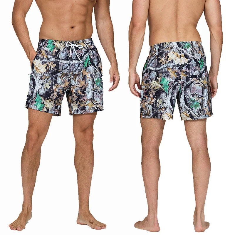 Datifer brand men's polyester gym shorts with mesh liner, side pockets, quick-dry fabric, multicolor design, ideal for beach and swim.