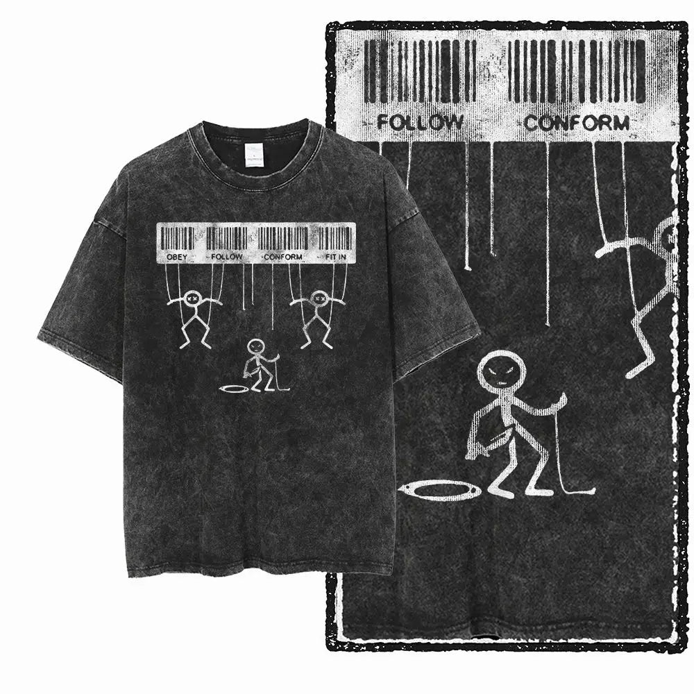 G57 Exclusive 100% Cotton Cool Creative Graphic Men T-shirt | Acid Washed Streetwear Big Size Vintage O-neck Men's Tee Tshirt
