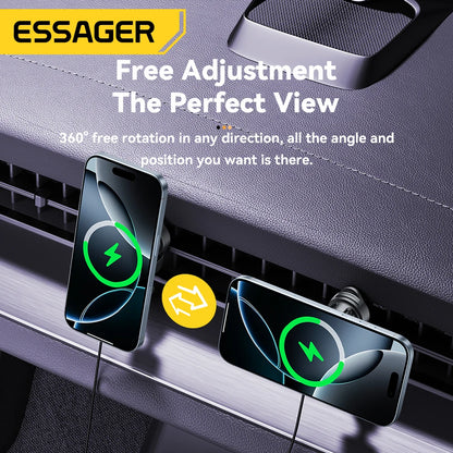 Essager RGB Magnetic Car Phone Holder with 15W Wireless Qi Charging