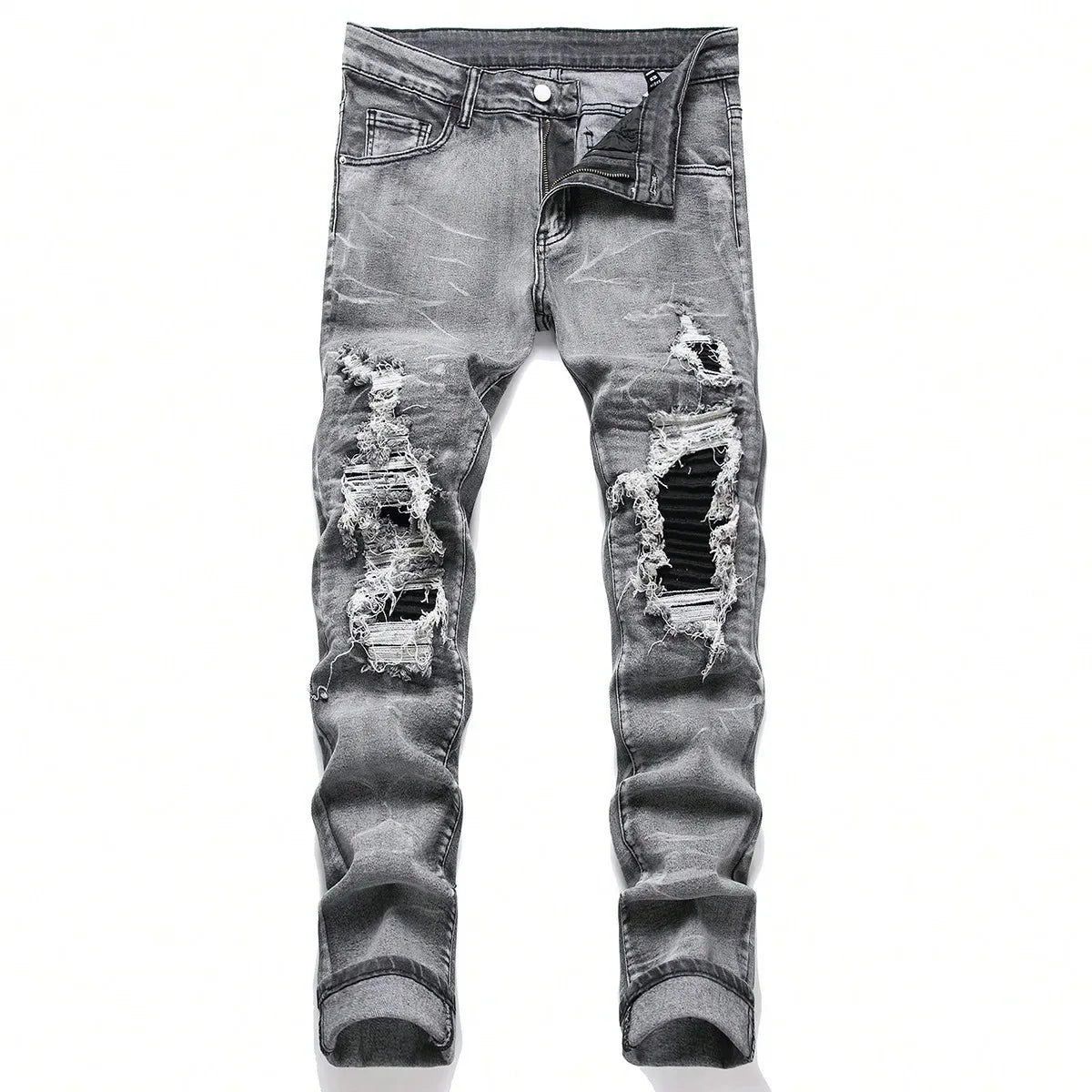 Men's Stretchy Denim Jeans Featuring Trendy Ripped Designs - ShopHub