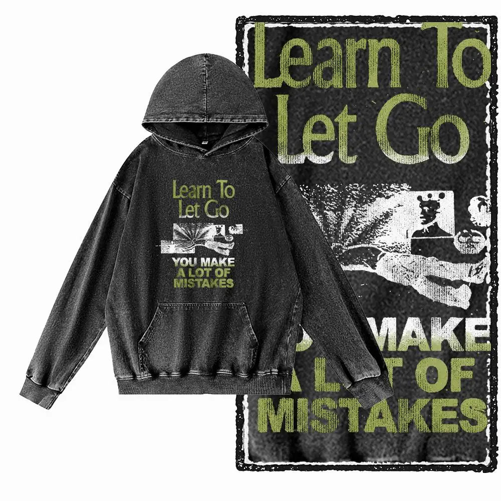 COOLMIND Acid-Washed Black Graphic Pullover