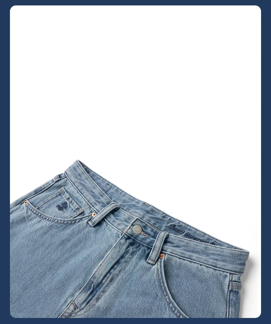 SIMWOOD High Standard 2026 Spring Summer New Baggy Style 12oz  Natural Hemp Cotton Blend  Fabric Jeans Men Vintage Denim Pants