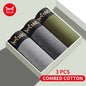 MiiOW 3Pcs Men's Antibacterial Boxer Underwear - Cotton Breathable Mesh Crotch Plus Size Boxershorts