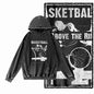 Courtside Basketball Graphic Acid-Washed Black Hoodie