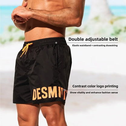 DESMIIT S88 Letter-Print Swim Shorts with Drawstring