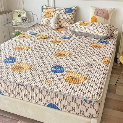 Cooling summer mattress pad and pillowcase set by ShopHub NZ, featuring breathable fabric for comfortable sleep.