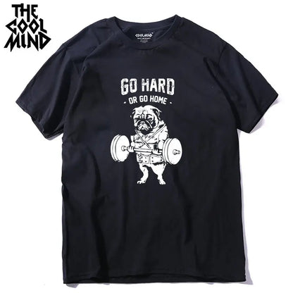 COOLMIND PU0116A Go Home or Go Hard Pug Tee